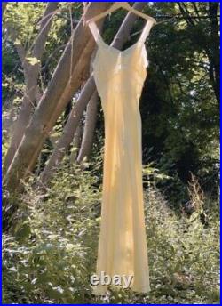 Vintage 1940s lemon chiffon silk slip dress