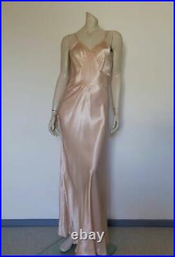 Vintage 1940s or 1950s Long Pink Satin Slip Dress, Gown