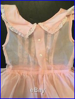 Vintage 1950'S Girls Sheer Pink Party Toddler Dress Slip Sleeveless 22