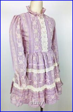 Vintage 1950's Lavender Sheer Organdy Little Girl Party Dress Crinoline/Slip