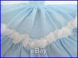 Vintage 1950's Mary Hoyer Tagged Clothes Blue & White Gown Dress with Tagged Slip