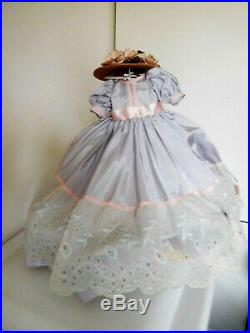 Vintage 1950's Nancy Ann Style Show Dress Gown, Hoop Slip & Straw Hat 18 Doll