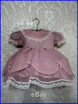 Vintage 1950's Pink Toddler Girls Dress Sheer Nylon Roses with Hoop Crinoline Slip
