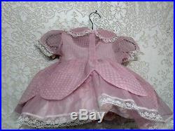 Vintage 1950's Pink Toddler Girls Dress Sheer Nylon Roses with Hoop Crinoline Slip