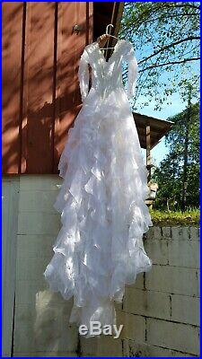 Vintage 1950s 50s White Sheer Dress with Strapless Satin Slip Dress, Wedding Gown