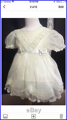 Vintage 1950s Baby/ Or Doll Nylon Green Sheer Party Dress WithSlip PattiPlaypal