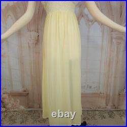 Vintage 1950s Buttercup Yellow Lace Top Nightgown Lingerie Sexy Maxi Slip Dress