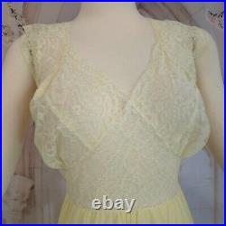 Vintage 1950s Buttercup Yellow Lace Top Nightgown Lingerie Sexy Maxi Slip Dress