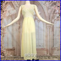 Vintage 1950s Buttercup Yellow Lace Top Nightgown Lingerie Sexy Maxi Slip Dress