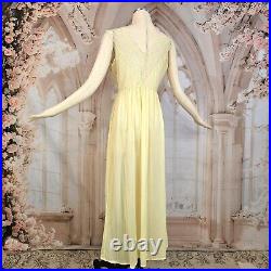 Vintage 1950s Buttercup Yellow Lace Top Nightgown Lingerie Sexy Maxi Slip Dress