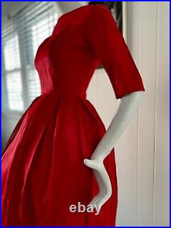 Vintage 1950s Satin Hepburn party dress S 34/24 Prom Bonus Red Tulle Slip