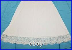 Vintage 1950s Vanity Fair White Tricot Nylon Lace Dress Full Slip Lingerie 36