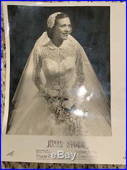 Vintage 1950s Wedding Dress Bride With Slip, Veil, & Photo SZ Small