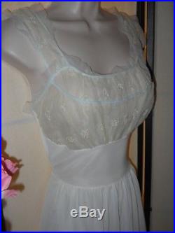 Vintage 1950s sissy pinup rockabilly blue yellow lace dress slip nightgown small