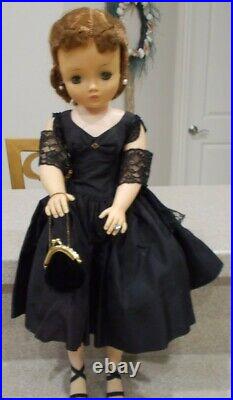 Vintage 1956 Madame Alexander CISSY Doll with Black Dress, Slip, Shawl, Hose, etc