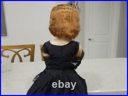 Vintage 1956 Madame Alexander CISSY Doll with Black Dress, Slip, Shawl, Hose, etc