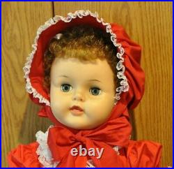 Vintage 1960 28 Ideal Suzy Playpal dressed in a. Pretty red dress hat and slip