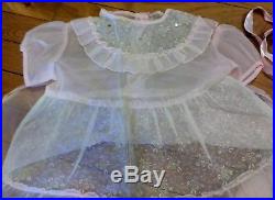 Vintage 1960 Baby Girl Toddler Dress KID Clothes Lot Of 3 Sheer with Satin slip