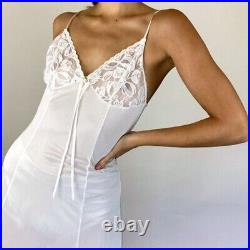 Vintage 1960's Sheer White Lace Maxi Slip Dress Boho Hippie Small