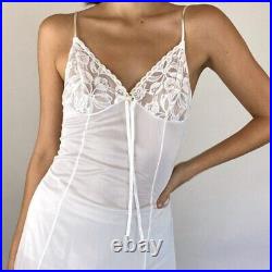 Vintage 1960's Sheer White Lace Maxi Slip Dress Boho Hippie Small