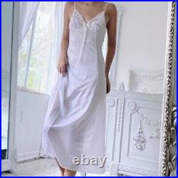 Vintage 1960's Sheer White Lace Maxi Slip Dress Boho Hippie Small