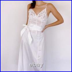 Vintage 1960's Sheer White Lace Maxi Slip Dress Boho Hippie Small