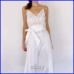 Vintage 1960's Sheer White Lace Maxi Slip Dress Boho Hippie Small