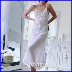 Vintage 1960's Sheer White Lace Maxi Slip Dress Boho Hippie Small