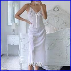 Vintage 1960's Sheer White Lace Maxi Slip Dress Boho Hippie Small