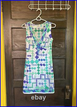 Vintage 1960s Emilio Pucci Formfit Rogers geometric print Slipdress XS Petite