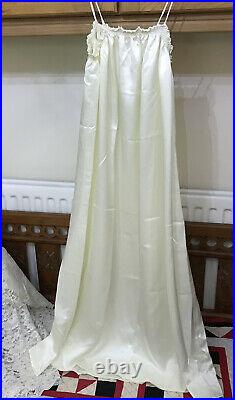 Vintage 1960s Ivory Satin Slip & Lace Kaftan Caftan Wedding Gown Dress Unisize