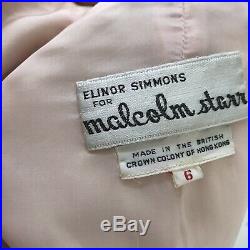 Vintage 1960s Malcolm Star Pink Silk Babydoll Dress With Rhinestone Flowers