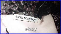 Vintage 1970s Ralph Montenero Slip Dress Pink w Black Lace Sexy ILGWU USA