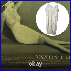 Vintage 1970s Vanity Fair Full Slip, White Floral Lace Bust & Hem Chemise 38