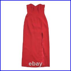 Vintage 1980s Karen Lucas for Niki Strapless Formal Dress Size 10 Red High Slit
