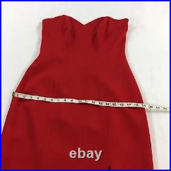 Vintage 1980s Karen Lucas for Niki Strapless Formal Dress Size 10 Red High Slit