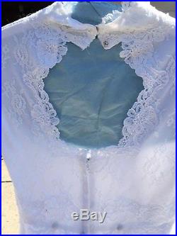 Vintage 1982 Wedding Dress White With Lace, Vale & Slip Size 6