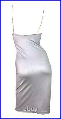 Vintage 1990's Dolce & Gabbana Liquid Silver Chain Strap Slinky Slip Dress
