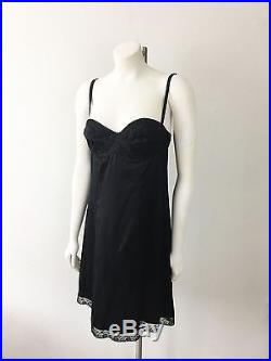 Vintage 1990s Dolce & Gabbana Black Silk Slip Dress Lingerie Sz 46 D&G