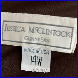 Vintage 1990s Gunne Sax Brown Textured Velvet Maxi Slip Dress
