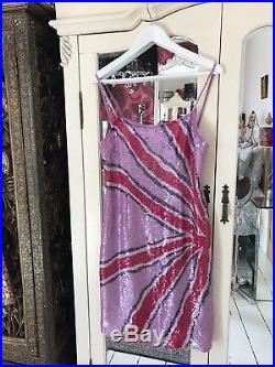 Vintage 1990s Lilac Sequin Star Burst Slip Dress Size S / M