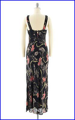 Vintage 2000s Y2K BETSEY JOHNSON Lady Novelty Print Bias Cut Rayon Slip Dress 4