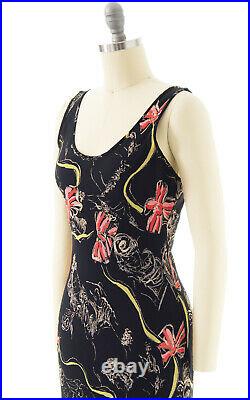 Vintage 2000s Y2K BETSEY JOHNSON Lady Novelty Print Bias Cut Rayon Slip Dress 4