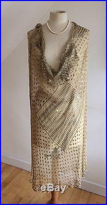 Vintage 20s Assuit Tube Dress Slip Scarf Repairs Art Deco Egyptian Burlesque