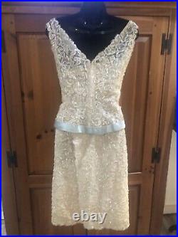Vintage 20s sequined Nude soutache lace Two Pieces With Bra Slip dress & Top XS