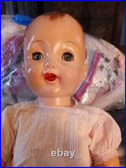 Vintage 24-Inch Effanbee Cuddles In Antique Embriodered Dress, Slip & Bonnet 9