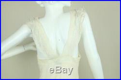 Vintage 30s 40 Rayon Bias Cut Slip Dress Gown Peach Lace 36 Lady Leonora Full
