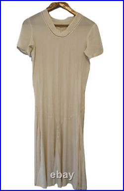 Vintage 30s 40s Dress Ivory Silk Day Dress Cowl Neck S Sleeve Small Bias cut VTG