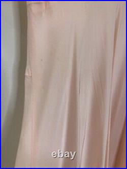Vintage 30s 40s Peach Pink Lace Maxi Slip Dress Nightgown Trousseaux Terris XS/S