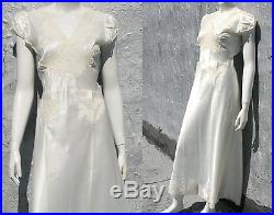 Vintage 30s 40s White Rayon Slip Dress Wedding Bridal Pinup Lingerie Size S M L